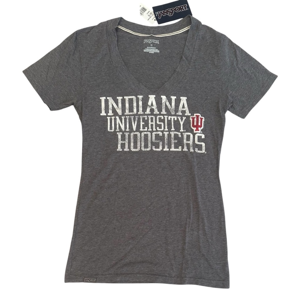 Jansport Women's Indiana University Hoosiers Gray Tee with Red Logo